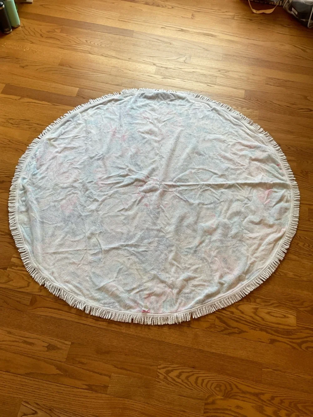 Lilly Pulitzer Pastel Floral Fringe Round Towel - White, Pink, Green, Aqua
